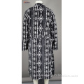 Polyester printed long sleeve bathrobe